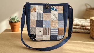 How to sew an easy patchwork bag| DIY Zero waste Sewing Idea!