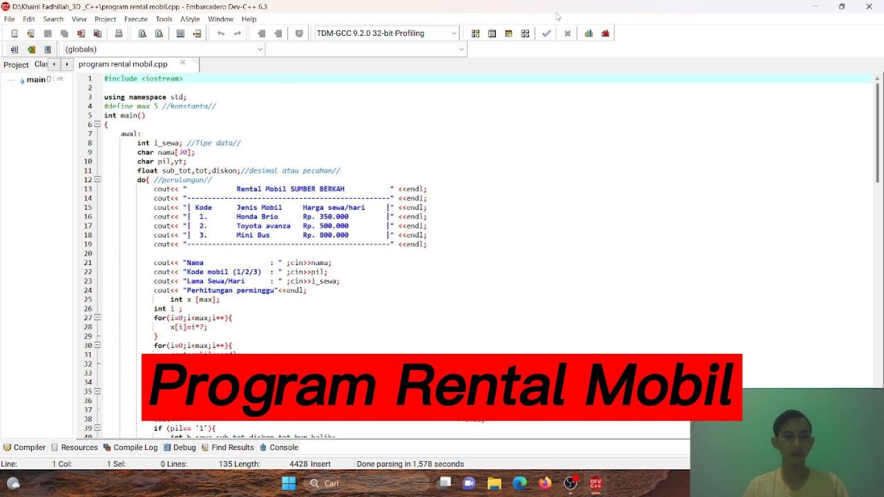 Program Rental Mobil C++ - YouTube