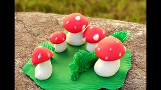 How to make mushrooms from martipan, fondant, sugarpaste, gumpaste