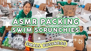 STUDIO VLOG #69  ASMR PACKAGING SWIM SCRUNCHIES & TOTE BAGS | Swim Summer Collection New Warehouse
