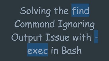 Solving the find Command Ignoring Output Issue with -exec in Bash