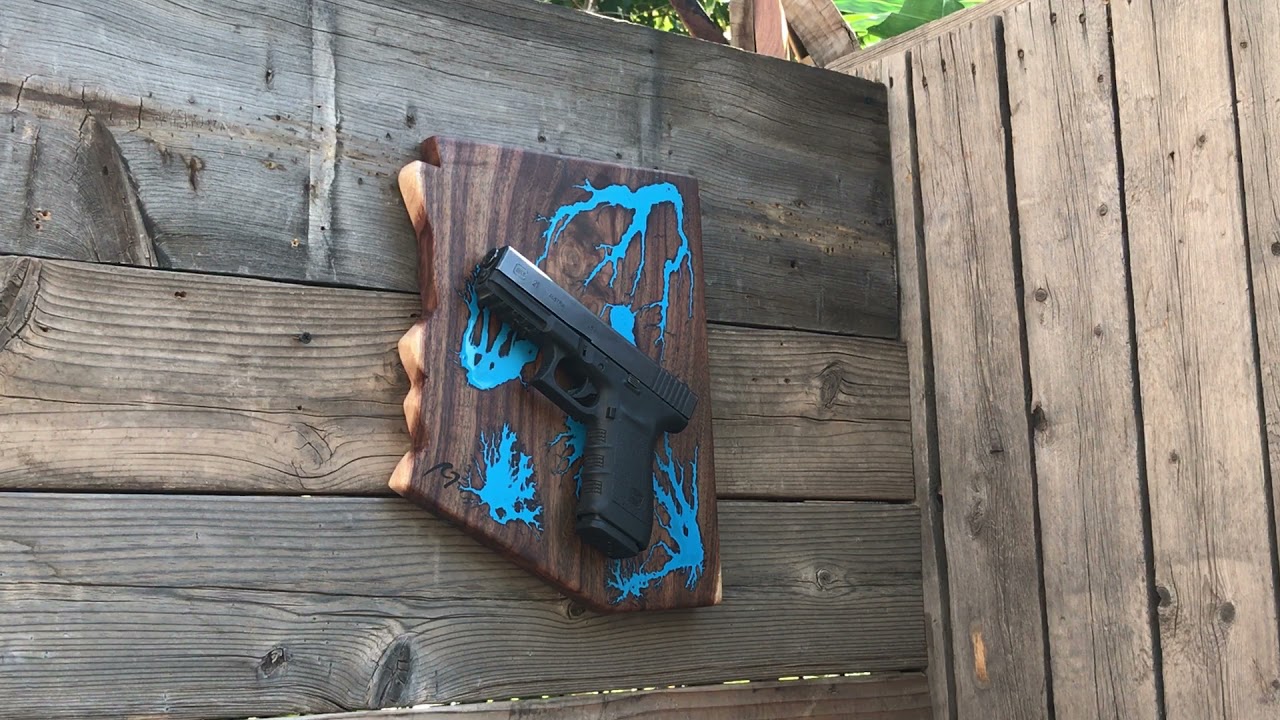 GC Creative Works - Arizona State Live Edge Willow Acacia Magnetic Firearm Holder with Fractal Art
