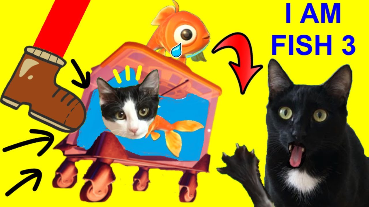 Gato escapa del loco en soy un pez con gatos Luna y Estrella / Videojuego I AM FISH con gatitos 3