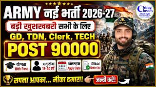 Indian Army New Vacancy 2026-27 | Army GD, Clerk, Tradesman 90000 Posts
