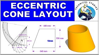 How to layout an eccentric cone. Easiest method. एक्सेंट्रिक कोन कैसा बनाएंगे