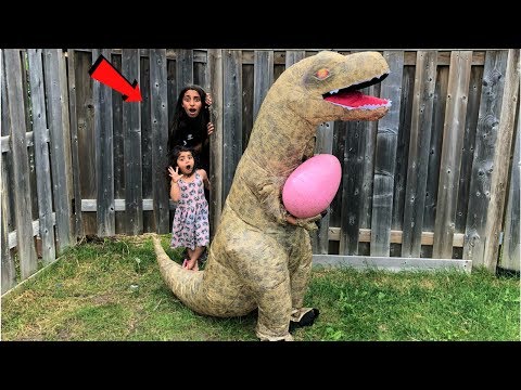Kids pretend play T_REX Dinasour with huge EGG surprise