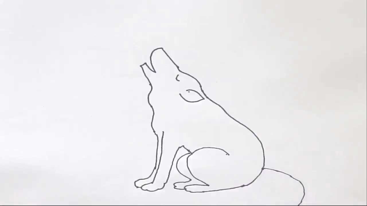 How To Draw A Wolf Howling In Easy Steps For Children Kids Beginners Step By Step