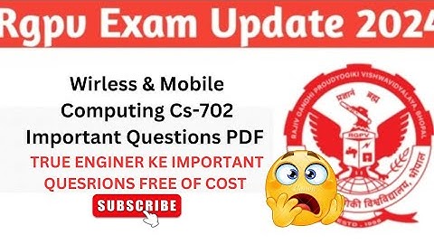 Wirless & Mobile Computing |Top 20 Questions | RGPV Exam 2024 Dec | #exam #rgpvexam #rgpv