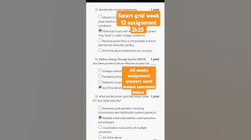 Smart grid week 12 assignment 2025 #nptel #nptelcourse