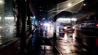 Walk NYC Unnarrated: Snow walk Downtown Flushing night time, first snow of 2019, binaural audio