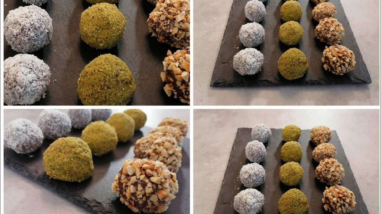 Recette de truffes 3 parfums différents pistaches noisettes  coco
