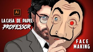 PROFESSOR of LA CASA DE PAPEL MONEY HEIST VECTOR TUTORIAL how to make FACE in adobe illustrator 2020 screenshot 2