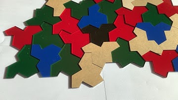 13 sided aperiodic tiling polygon (aka. the Hat) discovered recently.