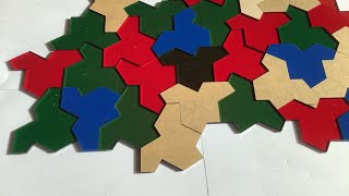 13 sided aperiodic tiling polygon (aka. the Hat) discovered recently.