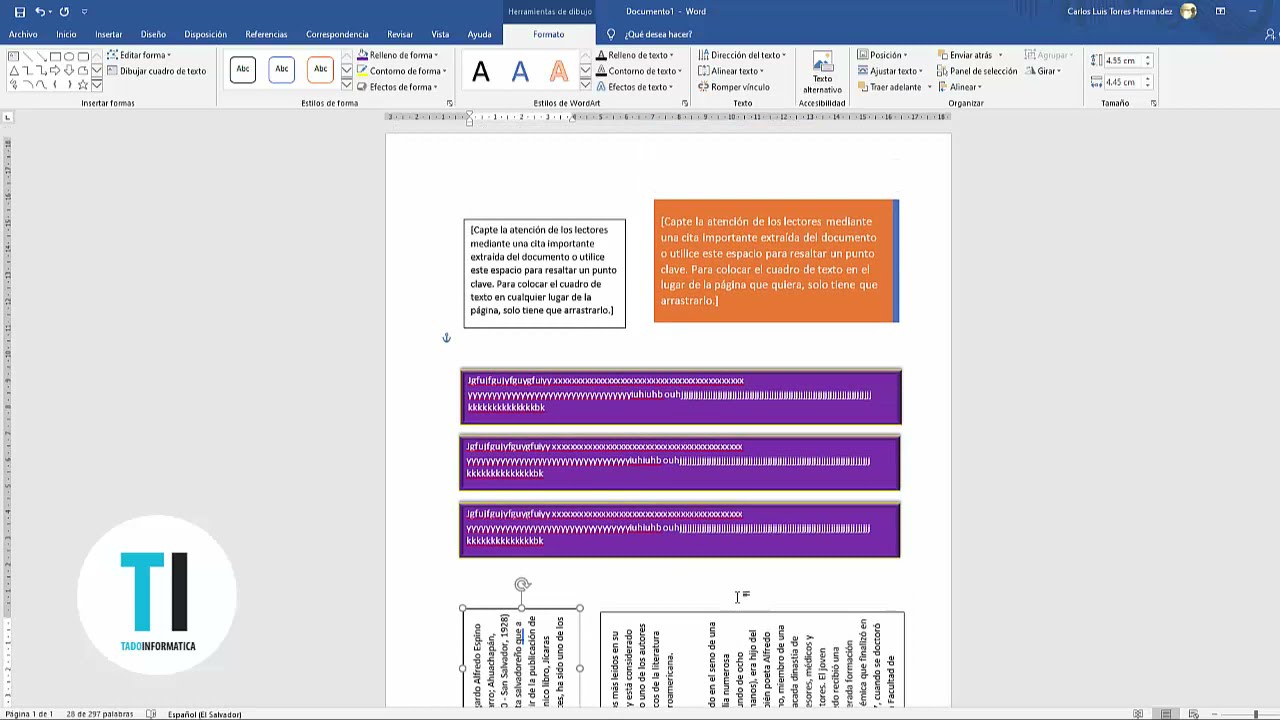 Poner Cuadro En Word Insertar y manipular cuadros de texto a un documento de Microsoft Word -  YouTube