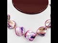 Yellow Gold Plate Cream &amp; Fuchsia MOP Nugget Beaded Necklace 19&quot;