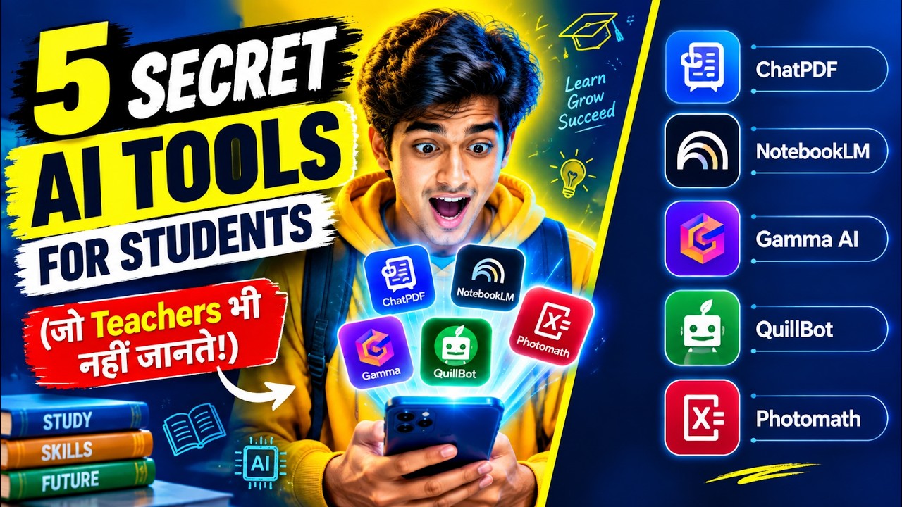 ⁣5 Secret AI Tools for Students (जो Teachers भी नहीं जानते!) 📝 | Best AI Tools 2026