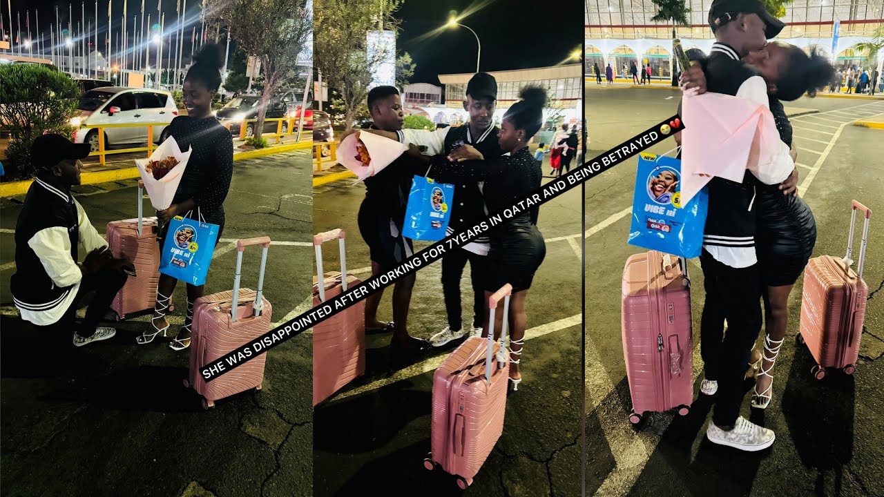 DRAMA AT JKIA HAS WIFE COMES FROM GULF AFTER 7YEARS AND FIND HUBBY WITH ANOTHER WOMAN AND A BABY💔😭