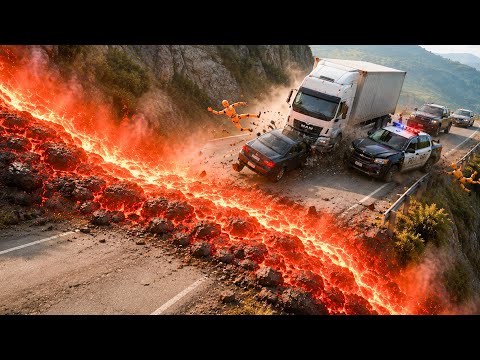 Lawa River 😱 Vs Beamng Car's 🚗 Truck Destroyed Car's 🚗 #beamngdrive 