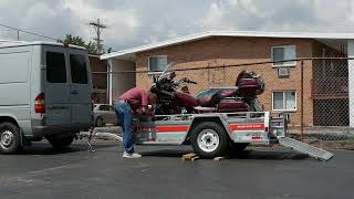 UHaul Motorcycle Trailer. How to Load a Goldwing or any Low Clearance Motorcycle