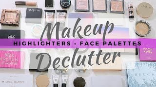 MAKEUP DECLUTTER 2018 | Highlighters & Face Palettes