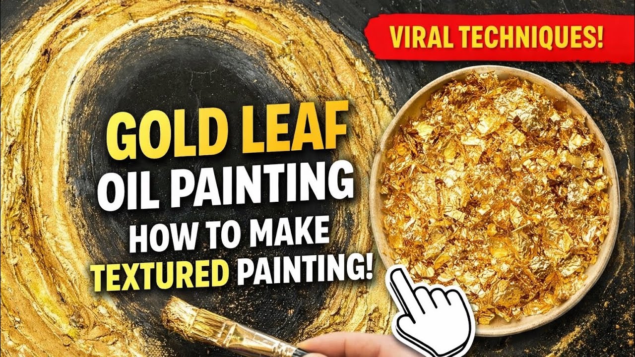 Gold Leaf Oil Painting Tutorial | How To Make Textured Canvas Art ✨