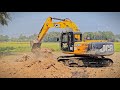JCB Excavator Uproots Tree Roots Beside Canal | Full Heavy Equipment Action
