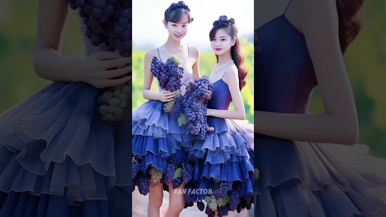 Grape Dress Fashion! 🍇✨ Unbelievable Fruit Style!"