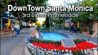 3rd Street Promenade | Downtown Santa Monica Walking Tour | 5k 60 FPS | Natural Sounds