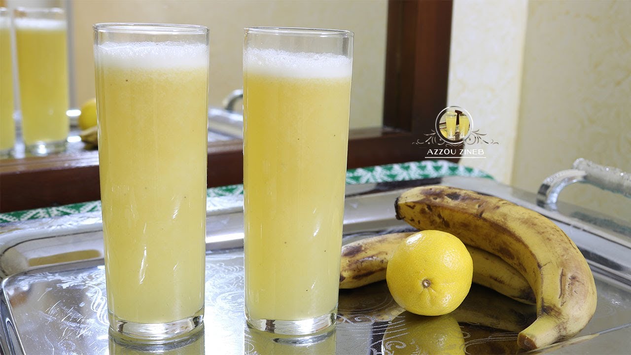 ب 2 بنانات🍌🍌 و ليمونة حامضة 🍋تحضري لتر و نصف عصير 🍹 منعش بدون حليب أو يوغورت Jus de banane et citron