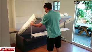 Italian Wall Bed Over Sofa with Floating Shelf | Expand Furniture सोफा के ऊपर इतालवी दीवार बिस्तर 6