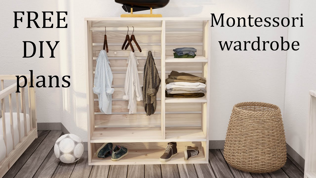 Children Wardrobe, Montessori Clothing Rack With Hangers for Kids