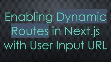 Enabling Dynamic Routes in Next.js with User Input URL