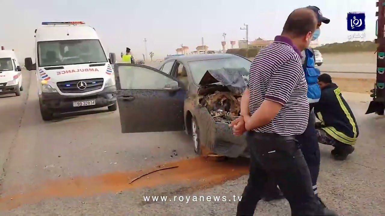 إصابة بحادث تصادم في المفرق بسبب الغبار