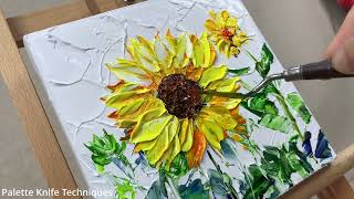 Sunflowers Acrylic Painting using Palette Knife