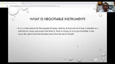 Negotiable Instruments Law (Act 2031) - Part I