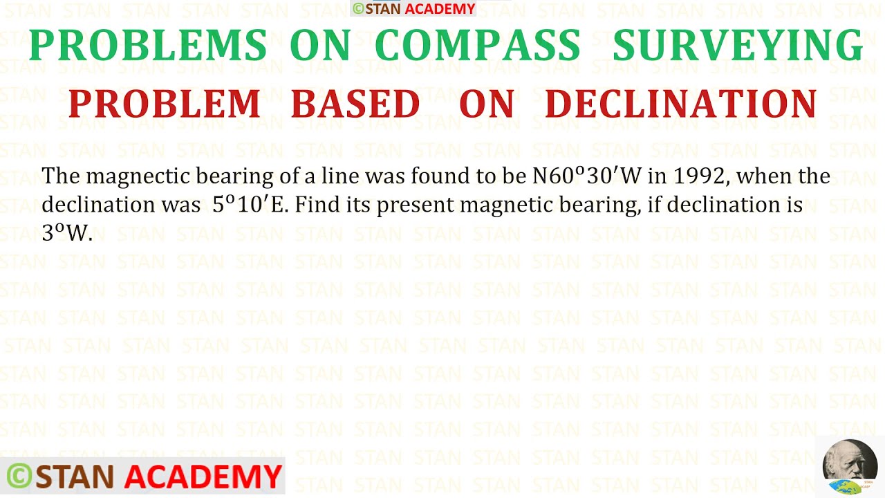 Compass Surveying Problem No 21 ( Declination & Bearing ) YouTube