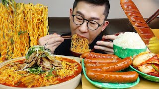 ASMR MUKBANGㅣ🌶🌶HOT SPICY NOODLES & SAUSAGEㅣEATING SHOW