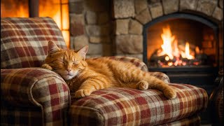 🔥 Tranquil Fireplace Sounds with Purring Cat, Gentle Flames, and the Glow of Peaceful Calm
