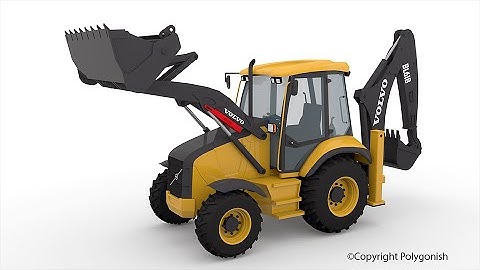 Blender Rig Volvo BL61B Backhoe Loader 3D Model