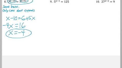 Math 119 : 10.5 #8, #9 (Intermediate Algebra Tutorial : Exponential Equations)