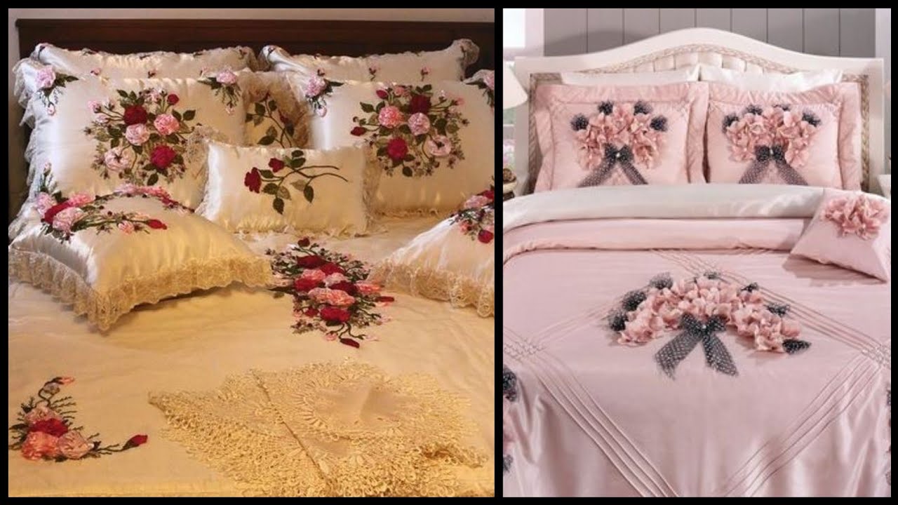 38 Unique ribbon Work Embroidered Bedsheets Designs/silk Ribbon Embroidery Patterns For quilt set