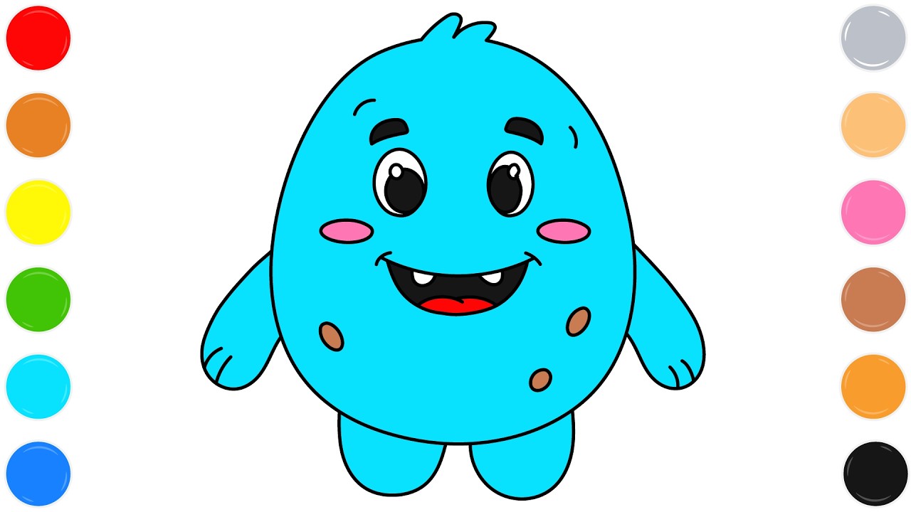 Funny Monster Coloring Page for Kids | Cute Cartoon Art Fun