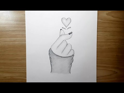 تعلم رسم يد وقلب الحركة الكورية خطوة بخطوة رسم سهل للمبتدئين رسم بالرصاص مع لؤي ضبعان
