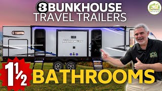 Travel Trailers with Bunkhouse and 1 1/2 Bathrooms