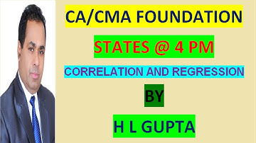 CORRELATION AND REGRESSION CLASS 1 BY HL GUPTA.  To Buy Pen/G Drive of CA/CMA, CALL-8920730907