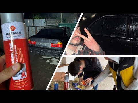 Fixing floor with Body Filler and Anti Gravel spray / იატაკის შეკეთება შპაკლით და ბეშუმით - BMW E34