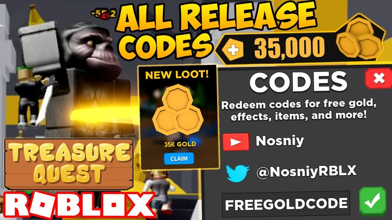 All Codes In Treasure Quest Roblox