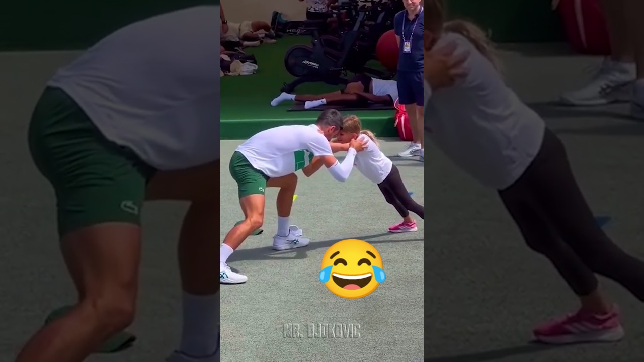 😂 Djokovic wrestles with his DAUGHTER 
