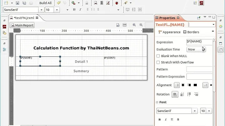 Jaspersoft Studio : Calculation Function